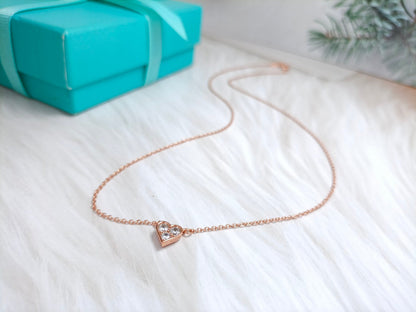 [⭐Sparkve Jewels]HEART 3 DIAMONDS PEDANT NECKLACE