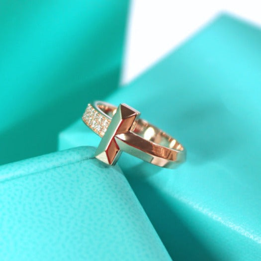[⭐Sparkve Jewels]T1 NARROW DIAMOND PINK GOLD RING