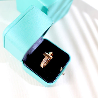 [⭐Sparkve Jewels]T1 NARROW DIAMOND PINK GOLD RING