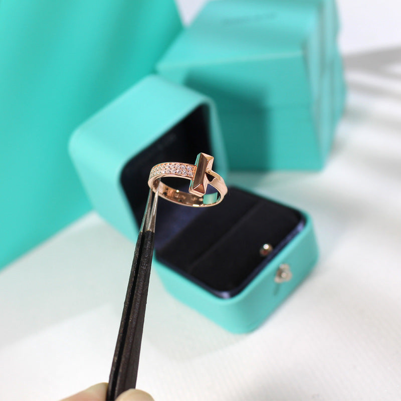 [⭐Sparkve Jewels]T1 NARROW DIAMOND PINK GOLD RING