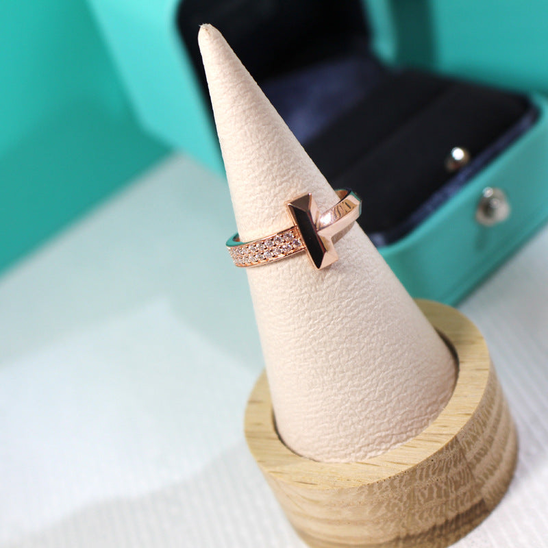 [⭐Sparkve Jewels]T1 NARROW DIAMOND PINK GOLD RING