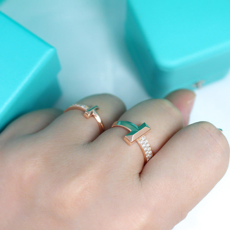 [⭐Sparkve Jewels]T1 NARROW DIAMOND PINK GOLD RING