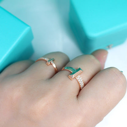[⭐Sparkve Jewels]T1 NARROW DIAMOND PINK GOLD RING