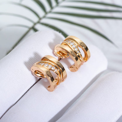 [⭐Sparkve]ZERO 1 PINK GOLD DIAMONDS EARRINGS