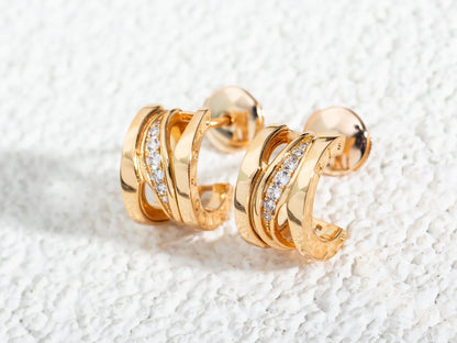 [⭐Sparkve]ZERO 1 PINK GOLD DIAMONDS EARRINGS