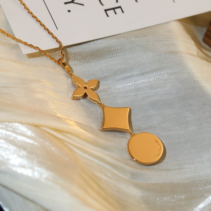 [⭐Sparkve]STAR AND SUN DIAMOND PINK GOLD NECKLACE
