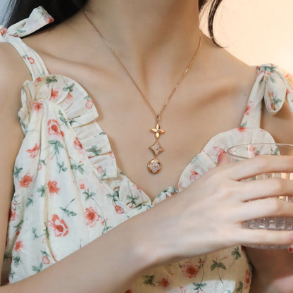 [⭐Sparkve]STAR AND SUN DIAMOND PINK GOLD NECKLACE