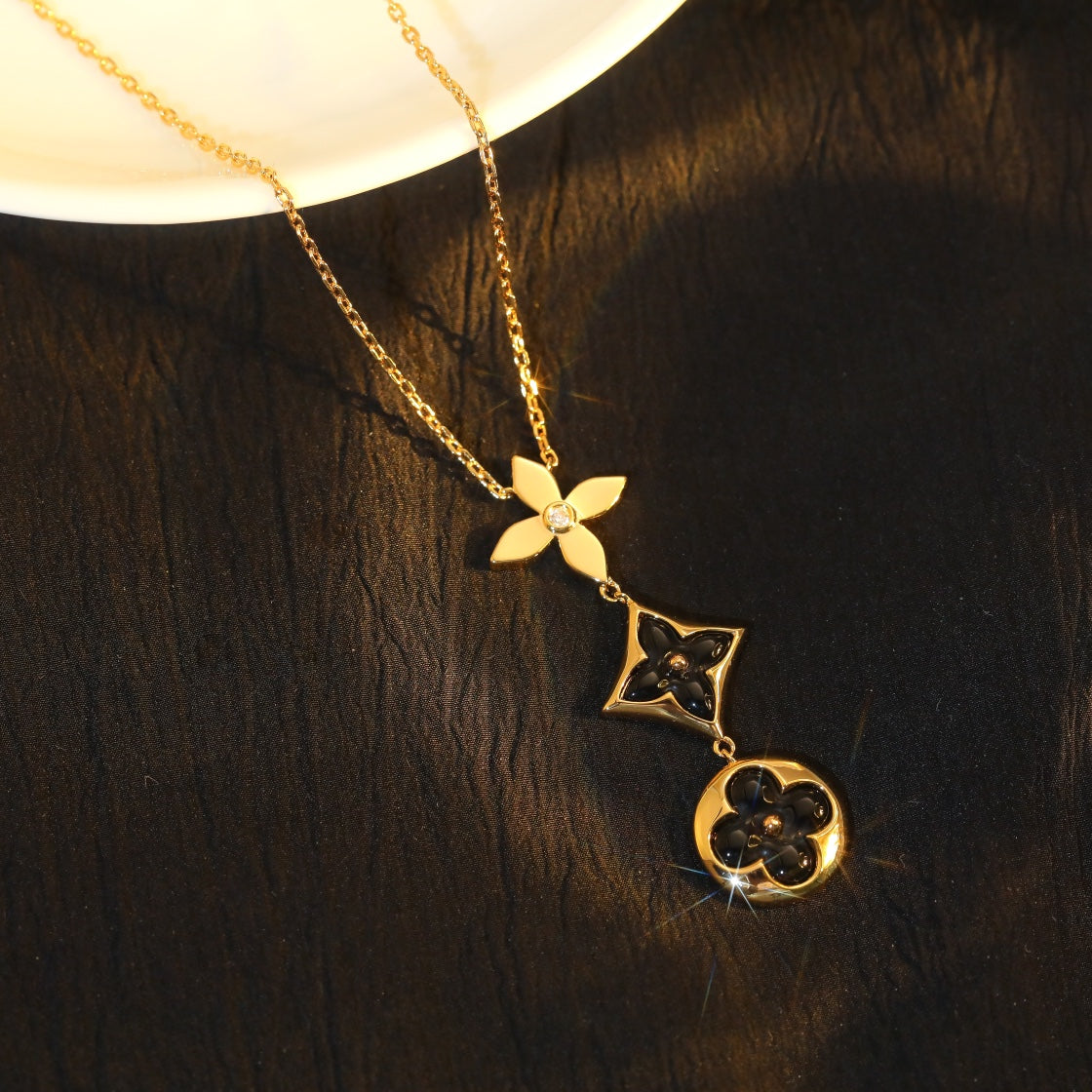 [⭐Sparkve]STAR AND SUN ONYX PINK GOLD NECKLACE