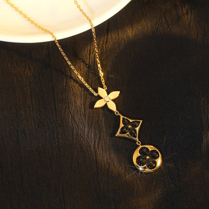 [⭐Sparkve]STAR AND SUN ONYX PINK GOLD NECKLACE