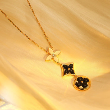[⭐Sparkve]STAR AND SUN ONYX PINK GOLD NECKLACE