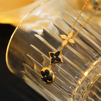 [⭐Sparkve]STAR AND SUN ONYX PINK GOLD NECKLACE