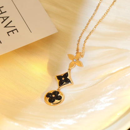 [⭐Sparkve]STAR AND SUN ONYX PINK GOLD NECKLACE