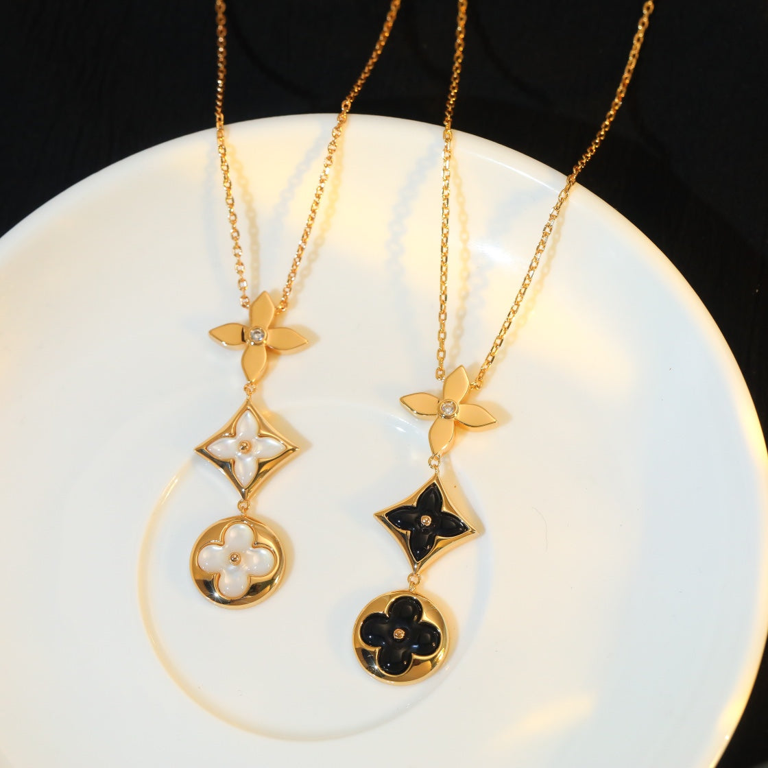 [⭐Sparkve]STAR AND SUN ONYX PINK GOLD NECKLACE