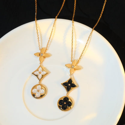 [⭐Sparkve]STAR AND SUN ONYX PINK GOLD NECKLACE