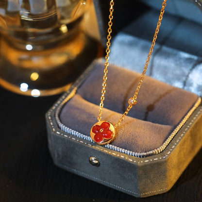 [⭐Sparkve]SUN PEDANT PINK GOLD 1 DIAMOND NECKLACE