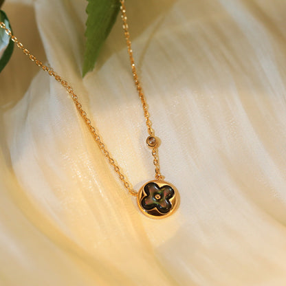 [⭐Sparkve]SUN PEDANT PINK GOLD 1 DIAMOND NECKLACE