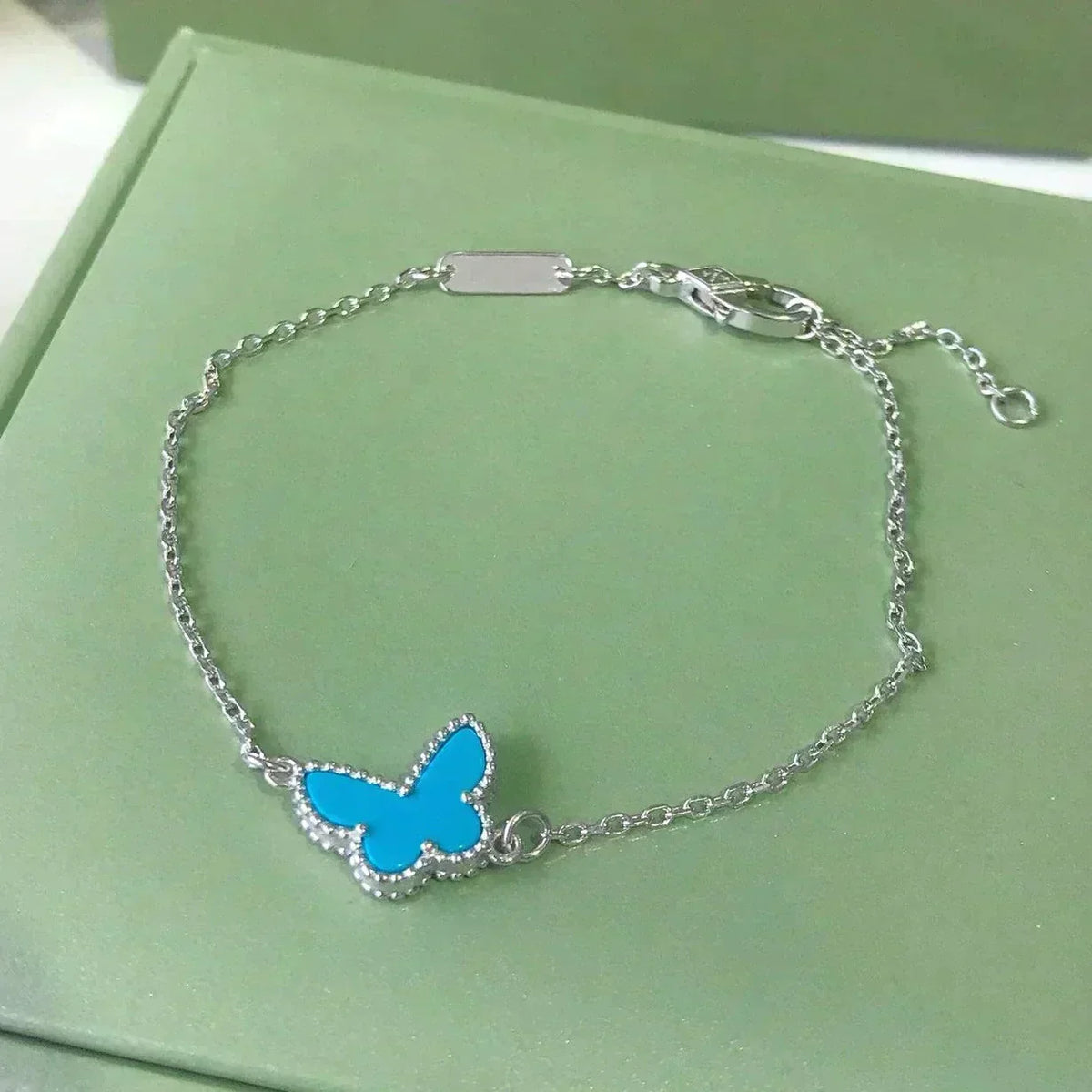 [⭐Sparkve]BUTTERFLY TURQUOISE BUTTERFLY BRACELET SILVER