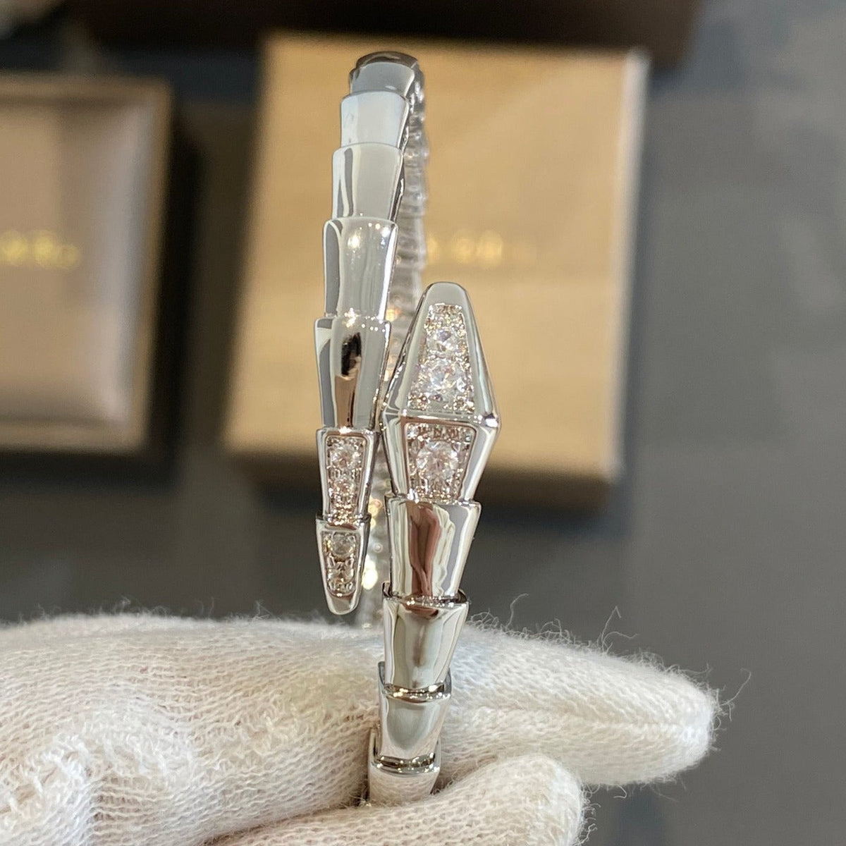 [⭐Sparkve]SERPENTI BRACELET DIAMONDS SILVER