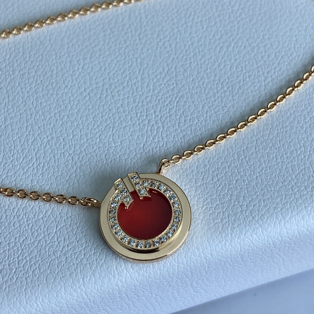 [⭐Sparkve Jewels]T DIAMOND CIRCLE PEDANT NECKLACE