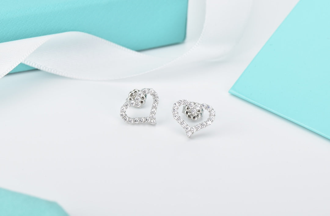[⭐Sparkve Jewels]OPEN HEART STUD DIAMOND EARRINGS