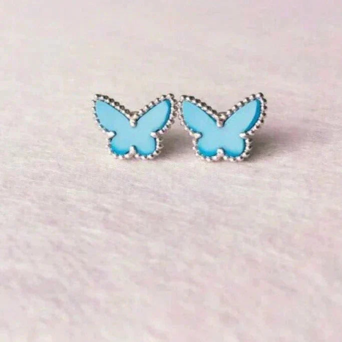 [⭐Sparkve]BUTTERFLY TURQUOISE EARRINGS SILVER
