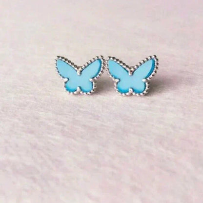 [⭐Sparkve]BUTTERFLY TURQUOISE EARRINGS SILVER