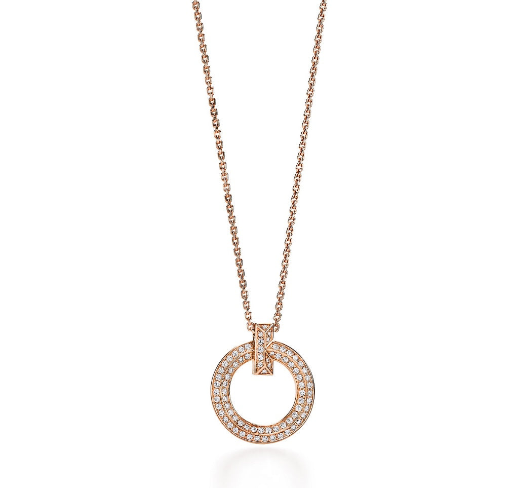 [⭐Sparkve Jewels]T CIRCLE PEDANT DIAMOND NECKLACE