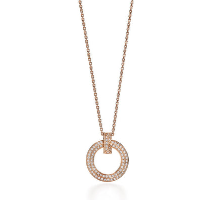 [⭐Sparkve Jewels]T CIRCLE PEDANT DIAMOND NECKLACE