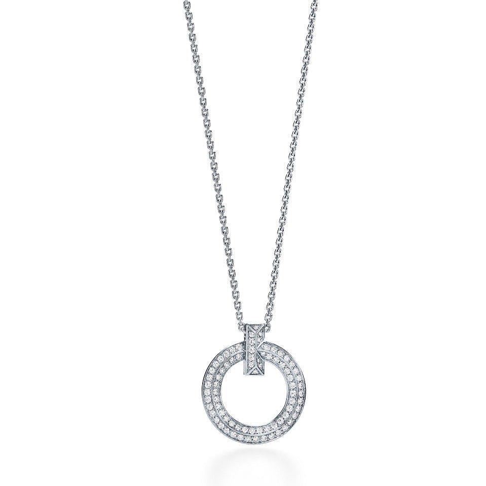 [⭐Sparkve Jewels]T CIRCLE PEDANT DIAMOND NECKLACE