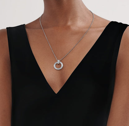 [⭐Sparkve Jewels]T CIRCLE PEDANT DIAMOND NECKLACE