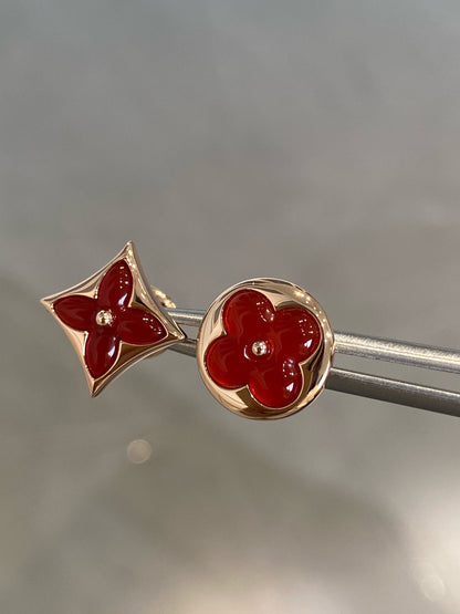 [⭐Sparkve]STAR AND SUN PINK GOLD CARNELIAN STUD EARRINGS