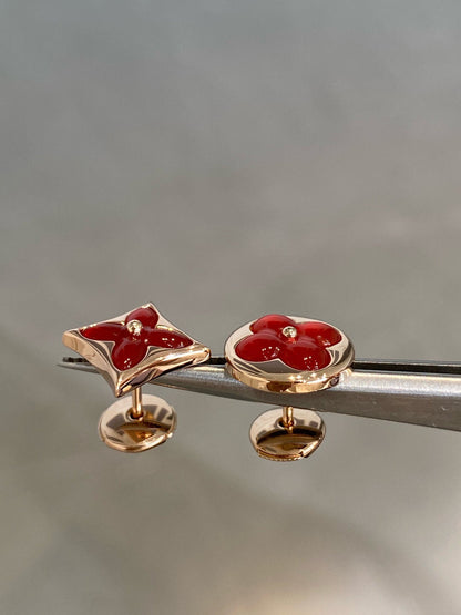 [⭐Sparkve]STAR AND SUN PINK GOLD CARNELIAN STUD EARRINGS