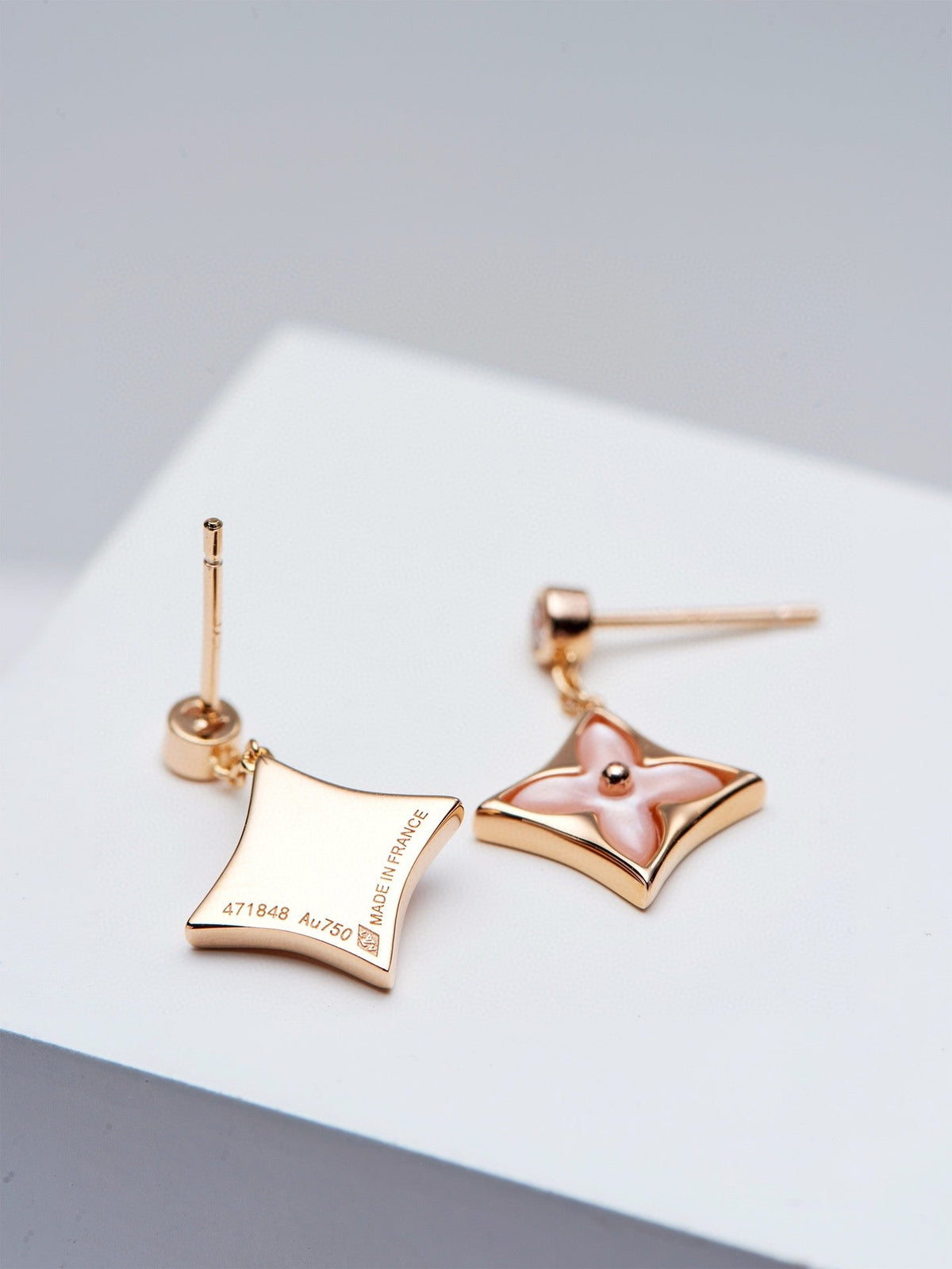 [⭐Sparkve]DOUBLE STAR PINK GOLD MOP DROP EARRINGS