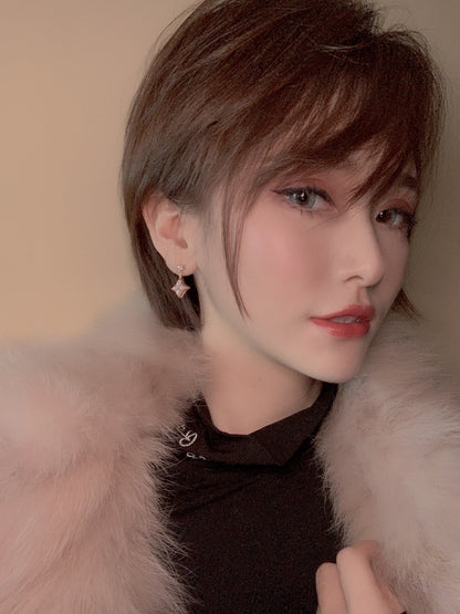 [⭐Sparkve]DOUBLE STAR PINK GOLD MOP DROP EARRINGS
