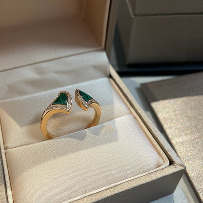 [⭐Sparkve]DREAM MALACHITE DIAMOND OPEN RING