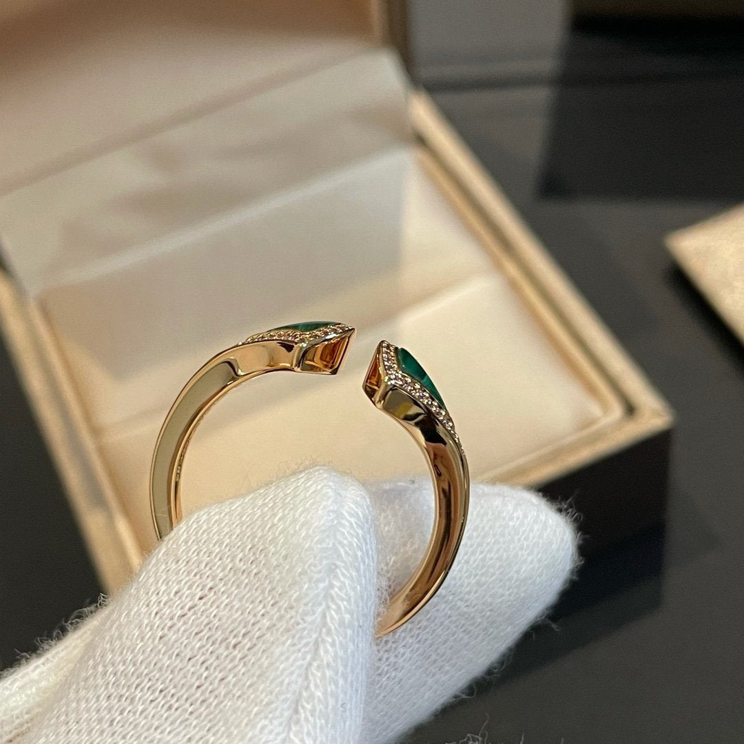 [⭐Sparkve]DREAM MALACHITE DIAMOND OPEN RING