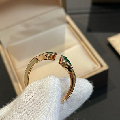 [⭐Sparkve]DREAM MALACHITE DIAMOND OPEN RING