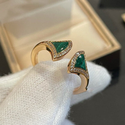 [⭐Sparkve]DREAM MALACHITE DIAMOND OPEN RING