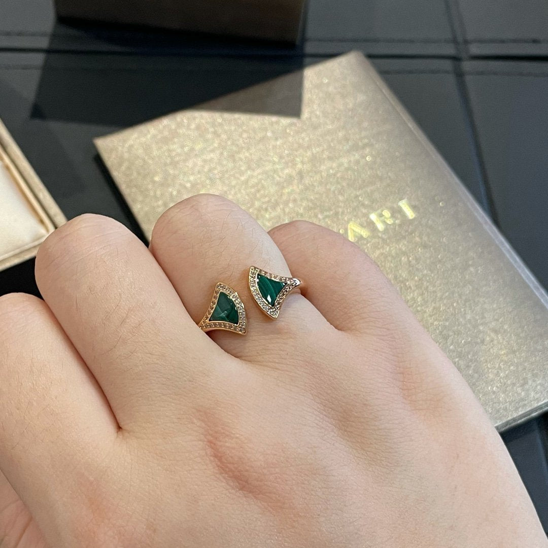 [⭐Sparkve]DREAM MALACHITE DIAMOND OPEN RING
