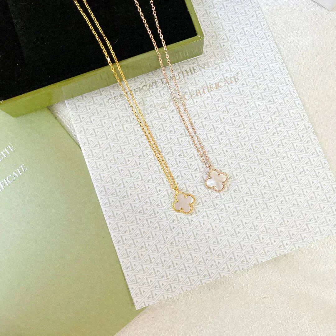 [⭐Sparkve]CLOVER MINI 9.5MM WHITE MOTHER-OF-PEARL NECKLACE