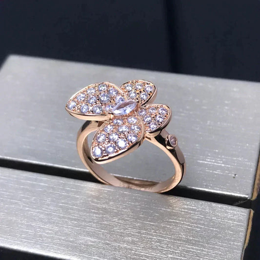 [⭐Sparkve]BUTTERFLY PINK GOLD DIAMOND RING