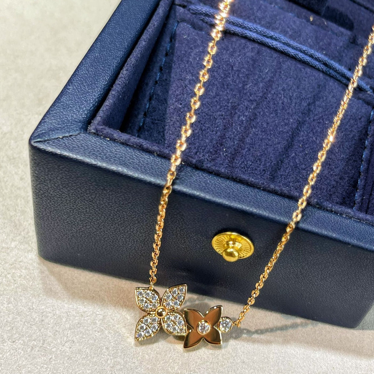 [⭐Sparkve]STAR BLOSSOM NECKLACE PINK GOLD DIAMONDS