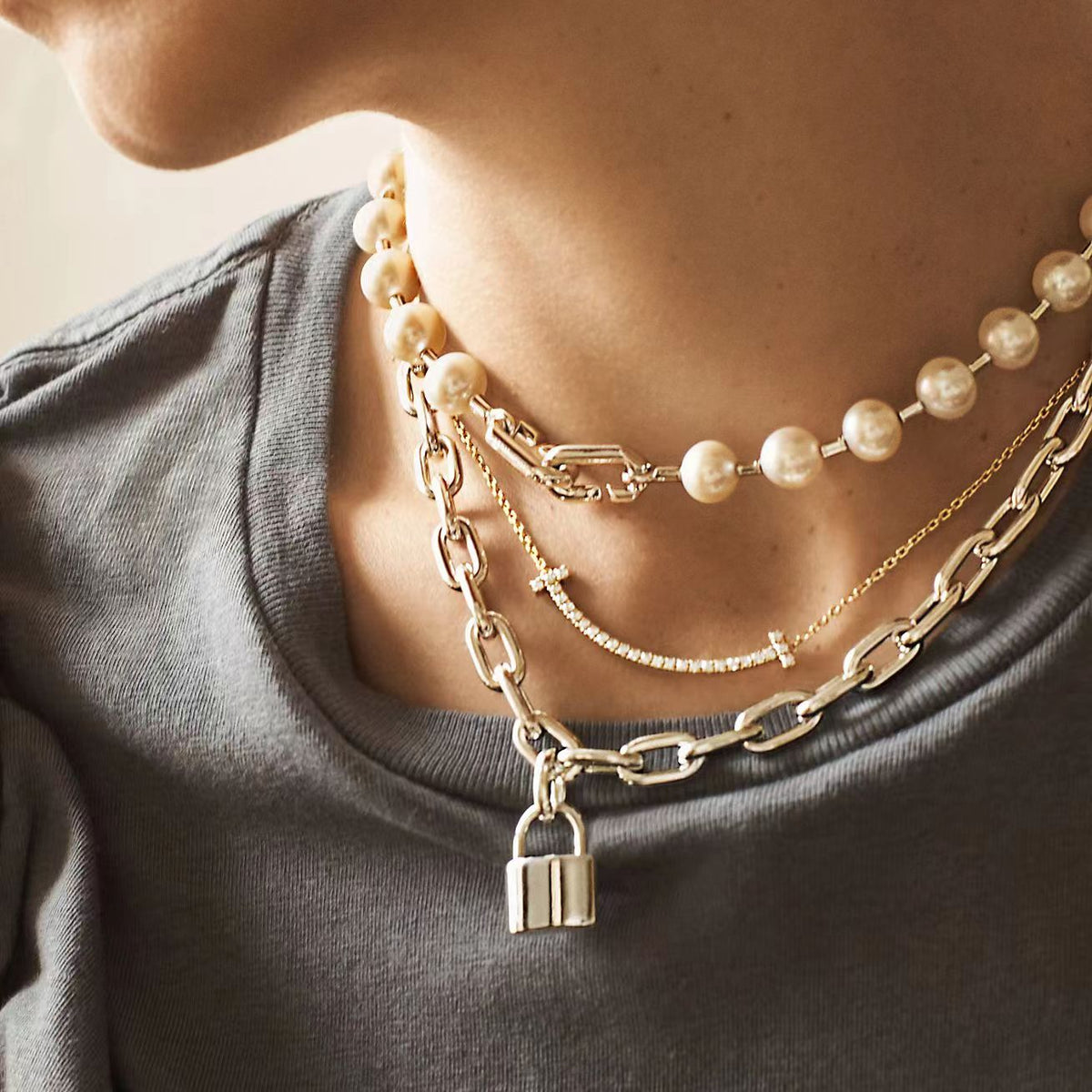 [⭐Sparkve Jewels]HARDWEAR PEARL WRAP NECKLACE