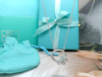 [⭐Sparkve Jewels]DIAMOND VINE CIRCLE PENDANT PLATINUM NECKLACE
