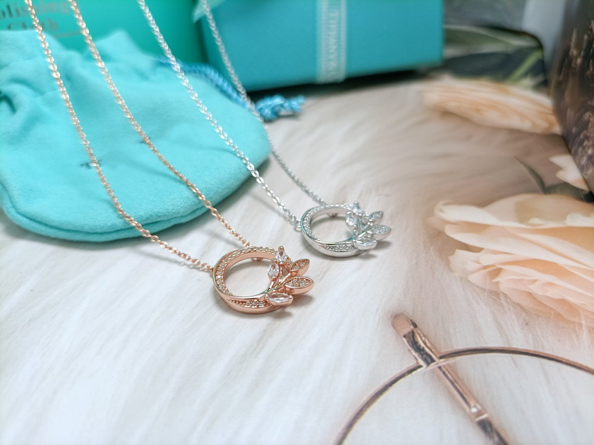 [⭐Sparkve Jewels]DIAMOND VINE CIRCLE PENDANT PLATINUM NECKLACE