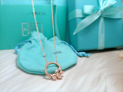 [⭐Sparkve Jewels]DIAMOND VINE CIRCLE PENDANT PLATINUM NECKLACE