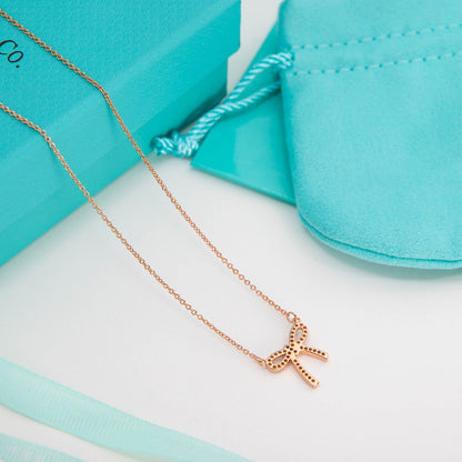 [⭐Sparkve Jewels]RIBBON NECKLACE BOW PENDANT DIAMOND CHARM CHAIN