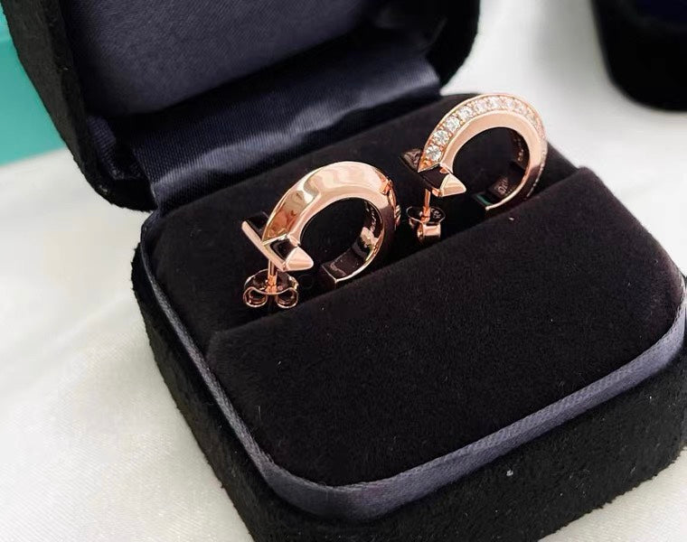 [⭐Sparkve Jewels]HOOP EARRINGS IN ROSE GOLD WITH DIAMONDS