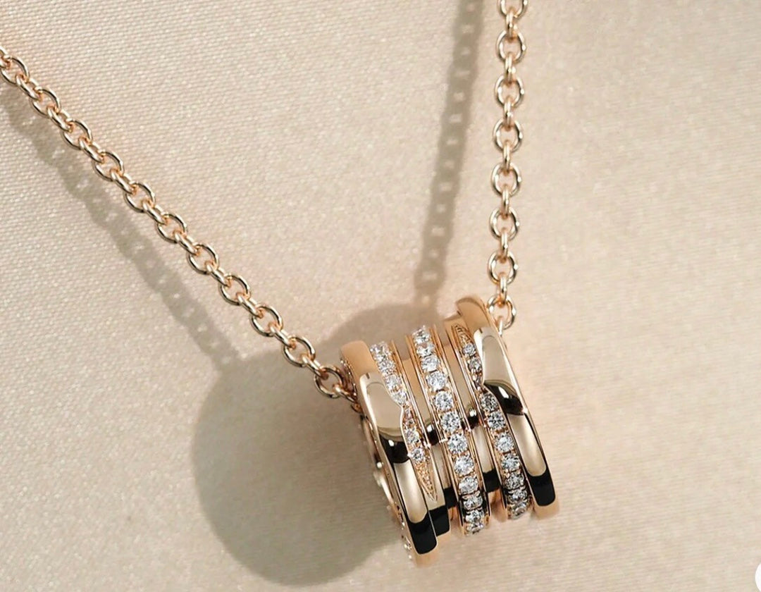 [⭐Sparkve]ZERO 1 PINK GOLD DIAMOND NECKLACE