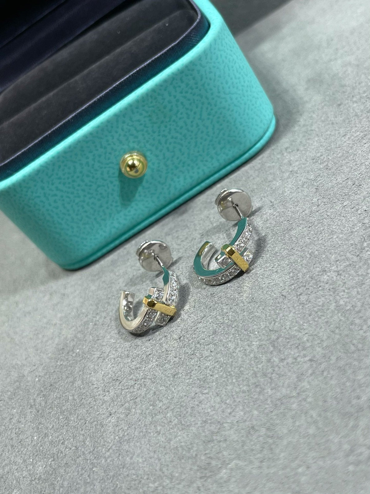 [⭐Sparkve Jewels]EDGE DIAMOND PINK GOLD EARRINGS